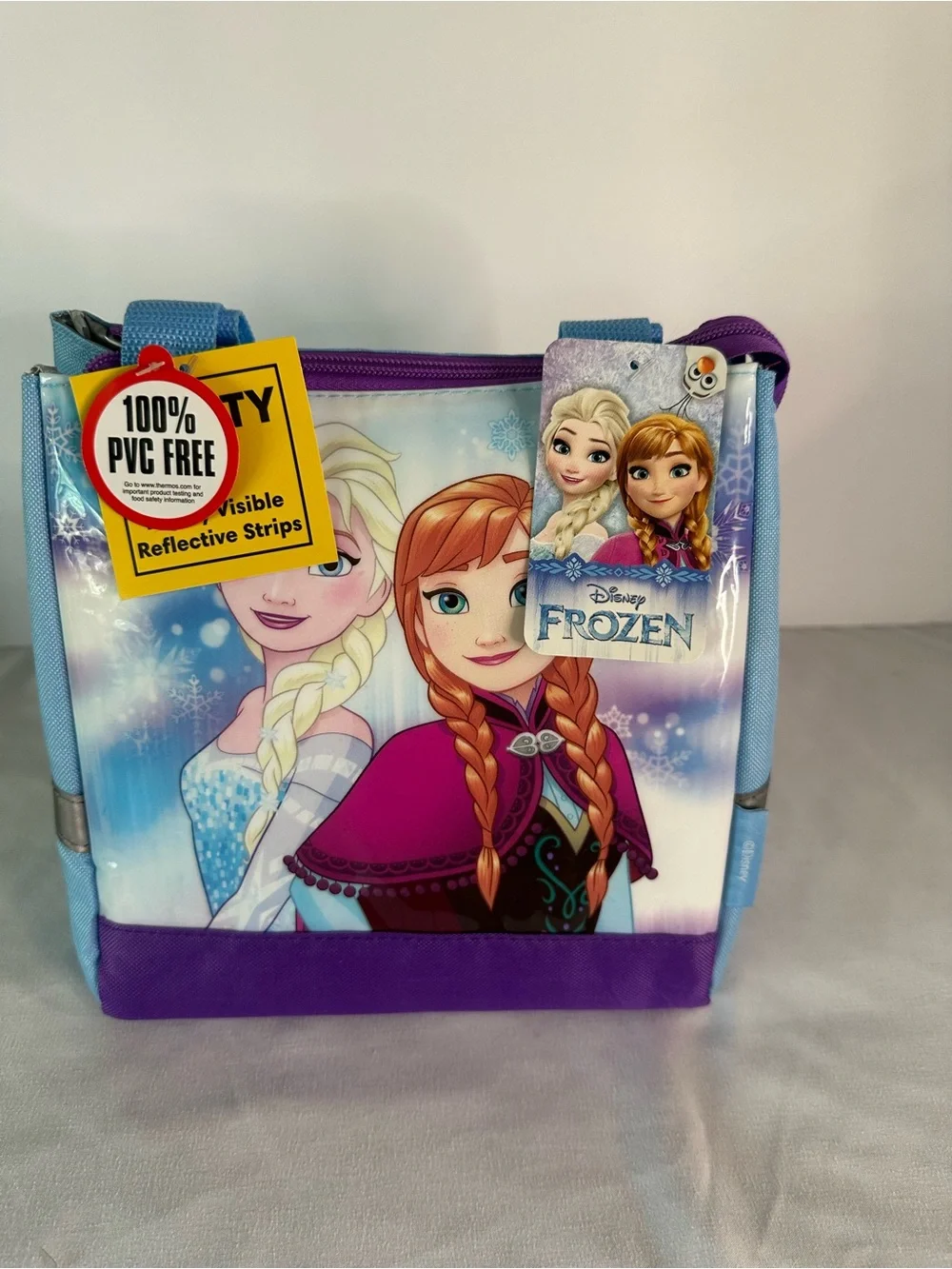 Disney Frozen Elsa & Anna Blue and Purple Kids Thermos Insulated Lunch Tote Bag